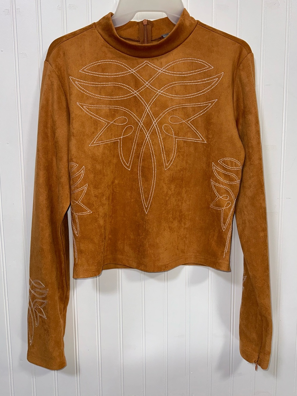 *REPAIRED* Blue B Brown Cowboy Boot Stitch Embroidered Long Sleeve Western Shirt